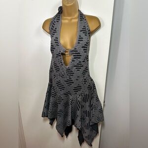 Current Mood Dolls Kill Grey‎ Trippin’ On Terrain Distressed Mini Dress NWT 1X